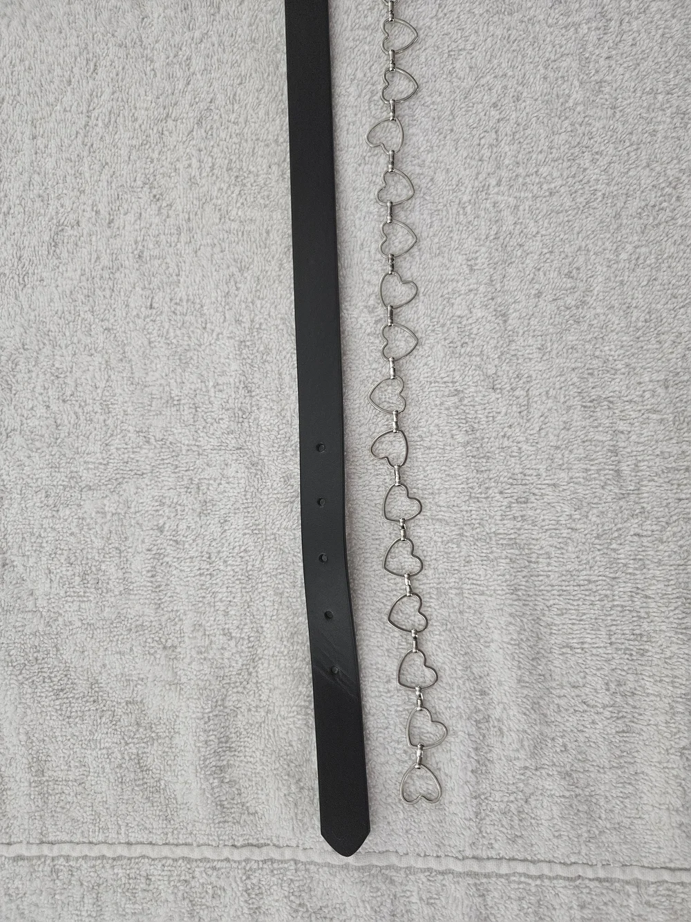 Art Class Girls Black Faux Leather Bow Belt Detachable Silver Heart Chain Size M